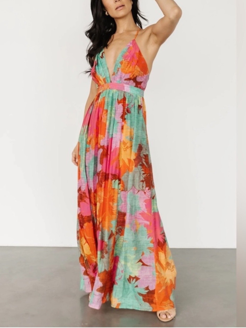 Baltic Born Miramar Tropical Colorful Multi Print Maxi Dress size large